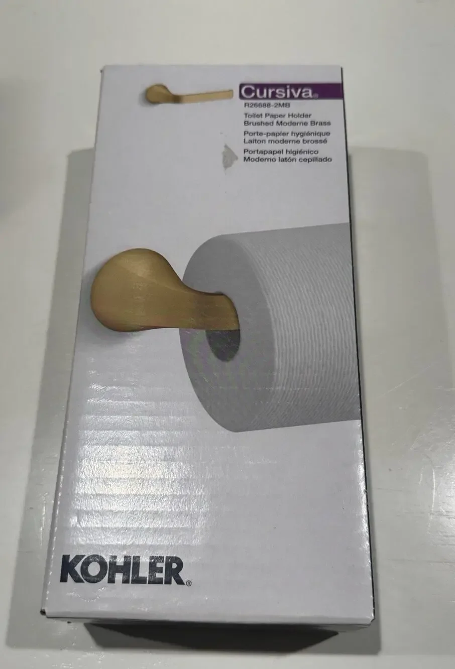 KOHLER Cursiva Wall-Mount Toilet Paper Holder in Vibrant Brushed Modern Gold